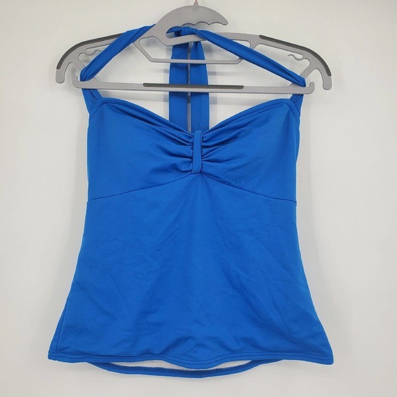 Miraclesuit Tankini Top Size 10 Women's Blue Halter Wireless‎ 40168 - Picture 1 of 6
